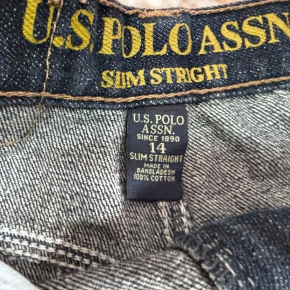 US Polo Assn Kids Slim Straight Blue Wash Denim‎ Jeans Size 14